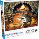 Buffalo Games  Charles Wysocki All Burned Out 1000 Piece Jigsaw Puzzle for Adults, Cozy Cat Fireplace Americana Artwork, Made in USA