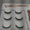 Natural Magnetic Eyelashes with Eyeliner,3 Pairs Natural Look False Lashes Kit,3D Short Magnetic Eyelash Set - No Glue Needed