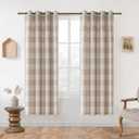 DriftAway Buffalo Plaid Blackout Curtains Linen Textured Farmhouse Double Layer Thermal Insulated Yarn Dyed Woven Checkered Gingham Grommet Drapes for Living Room 2 Panels Each 52W x 63L Taupe