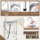 Tandefio Freestanding Outdoor Kitchen Utility Sink Set Stainless Steel Single Bowl Sink Portable Commercial Utility for Restaurant Cafe Bar Hotel Garage Laundry Room(Single Bowl)