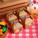 Maitys Chicken Birthday Party Favor Boxes Farm Animal Foldable Chicken Box with Raffia Grass Bowknot Paper Straw Gift Treat Goodie Boxes Decor for Adopt Chick Party Birthday(24 Pcs,Classic Style)