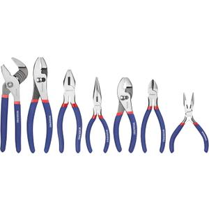 7-Piece WORKPRO Pliers Set with Groove Joint, Long Nose, Slip Joint, Linesman, and Diagonal Pliers for DIY & Home Use
