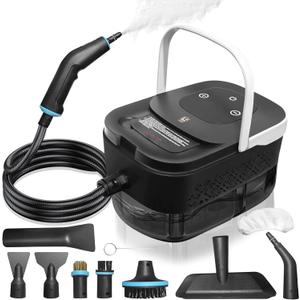 Steam Cleaner, Steamer for Cleaning, 2500W Pressurized Steam Cleaner with 12 Attachments, Portable Steamer Cleaner for Home Car Kitchen Bathroom Furniture Tile Grout (White) (Black)
