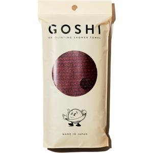 GOSHI Exfoliating Shower Towel - Rip-Resistant Exfoliating Washcloth for All Skin Types - Brick Red - Made in Japan