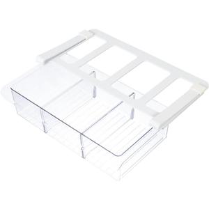 Glad Pull Out Fridge Drawer Organizer - Clip-On Under Shelf Refrigerator & Pantry Storage Bin with 3 Compartments for Fruit, Vegetables, and Deli Meat Drawer - BPA Free Clear Plastic, 3-Section Under Shelf Drawer