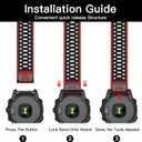 OVERSTEP Watch Band for Garmin Fenix 7/Fenix 7 Pro/Fenix 6/Fenix 6 Pro/Fenix 5/Fenix 5 Plus/Fenix 8 Solar/Amoled 47mm, Silicone Sports Strap for Garmin Quickfit 22 Smartwatch (Red Black)