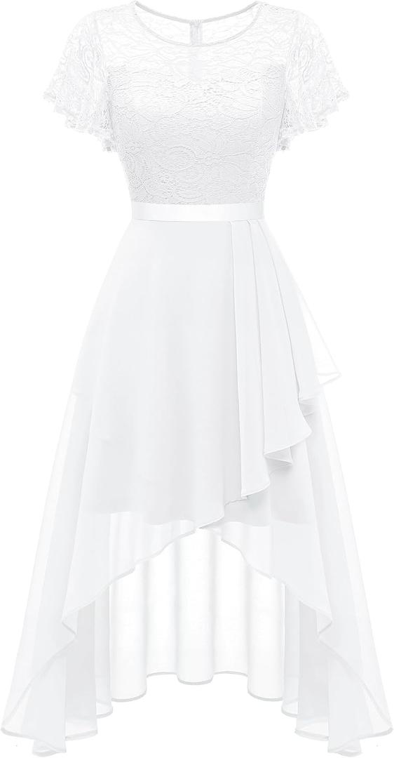 Wedtrend Women's Formal Dresses Ruffle Wedding Guest Dress Flutter Sleeve Homecoming Dresses for Teens (X-Large, White)