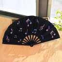 13 inch Large Rave Fan for Line Dancing,Hand Held Fan for Women Foldable, Handheld Fan, Portable for Decoration, Outdoor, Wedding, Party (Black)