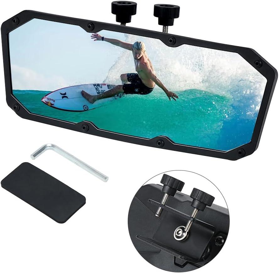 LCGP Boat Mirror 11.5"*4.2" Wide Angle Convex Rearview Mirror, Upgraded Metal Bracket Can be Rotated 360 Degrees, Universal Marine Mirror for Yachts, Ski Boats, Pontoons, Surf Boats