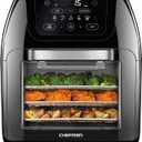 CHEFMAN Multifunctional Digital Air Fryer+ Rotisserie, Dehydrator, Convection Oven, 17 Touch Screen Presets Fry, Roast, Dehydrate, Bake, XL 10L Family Size, Auto Shutoff, Large Easy-View Window, Black, 10 Quart