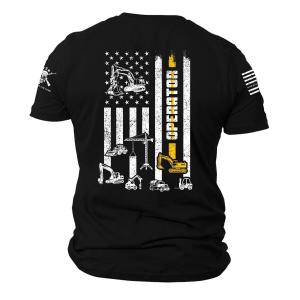 Heavy Equipment Operator USA Flag Operator Gift T-Shirt 2X