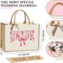 KongMoTree Bride Wedding Tote Bag, Coquette Bow Tote Bag with Floral for Wedding Bachelorette Party Honeymoon Travel