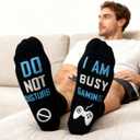 2 x Novelty Gamers Socks Gifts For Christmas,Birthday,Video Game Gifts,Funny Saying Crew Socks for Men,Women and Teens (Gaming-05)