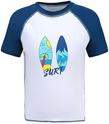 HowJoJo Boys Short Sleeve Rash Guard Shirts Swim Shirt UPF 50+, 4T