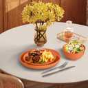 Orange Plastic Dishes Set for 8 includes Dinner Plates,Pasta Bowls,Soup Bowls and Drinking Cups,Unbreakable Orange Plastic Plates Set Microwave Dishwasher Safe For Thanksgiving Dinnerware Sets,32PCS