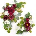 WEIERYUE(Pack of 2 Artificial Flowers Decorations,Artificial Arch Backdrop Garlandfor Ceremony Party Reception Entrance Welcome Easel Door Floral Decor Wall Home Entryway Outdoor(Wine red)