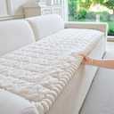 Fuzzy Couch Covers for Dogs, Non Slip Thick Dog Couch Cover Protector, Plush Pet Couch Covers for Sofa Washable, Soft Sofa Cushion Slipcovers Pet Friendly(1PC, Beige White, 27.6”x70.9”)