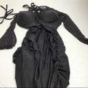 Verdusa Women's Deep V Neck Spaghetti Strap Wrap Asymmetrical Velvet Cami Dress, L Size