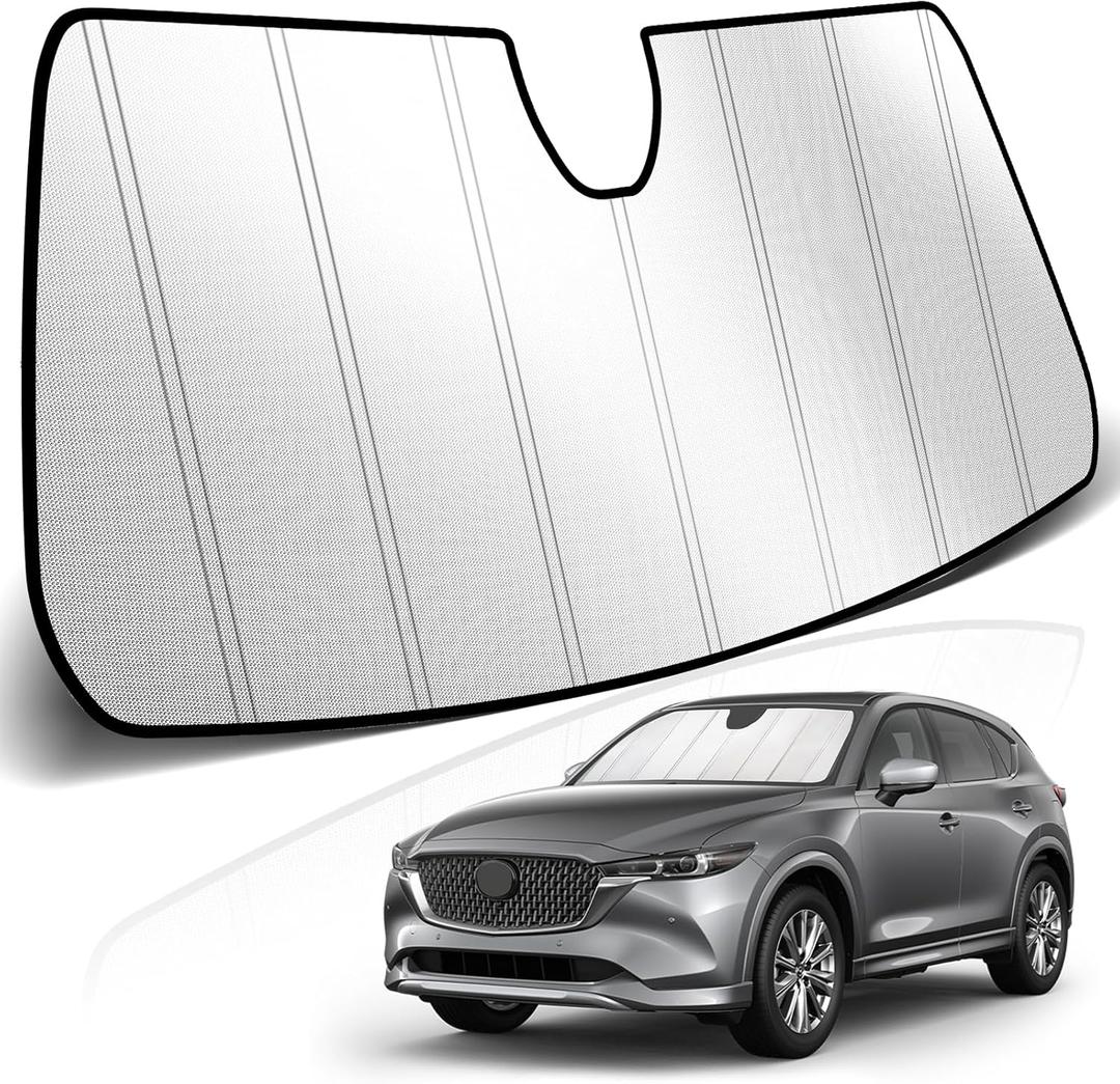 KUST Windshield Sun Shade for Mazda CX-5 2018-2025 Foldable Thicken Window Sunshade UV Protection Keep Cool Sunshield Easy Install Sun Visor Accessories Aluminum Film