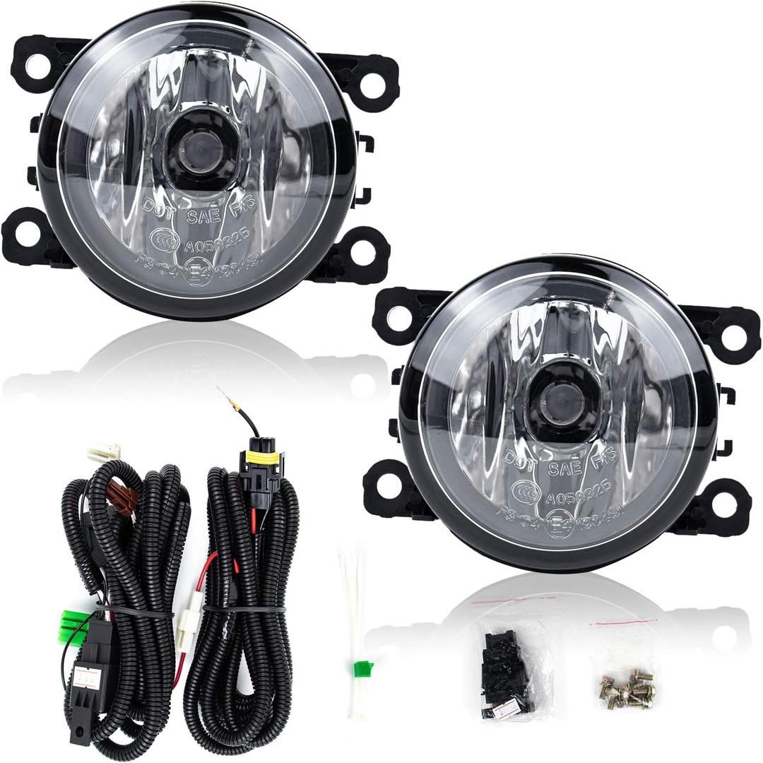 RP Remarkable Power, Fog Light Set for 2006-2014 Suzuki Grand Vitara/ SX4 4DR Sedan/Alto/Acura/HD/FD/etc 4F9Z15200AA Clear Lens w/Wiring Harness& Switch Halogen Bulbs Universal FL7116 (Left and Right Sides)
