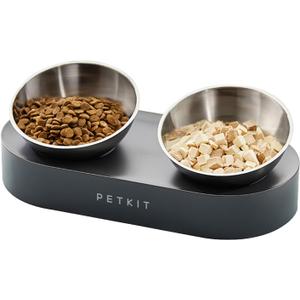 PETKIT 304 Stainless Steel Elevated Cat Bowls&Dog Bowls,Raised Cat Food and Water Bowl Set, Non-Slip, Anti Vomiting 15Tilted Cat Small Animal Plate