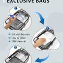 3 Pockets Clear Bag for Stadium Events Approved Clear Purses Fanny Pack for Women Men (B2# Black-a)