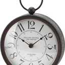 NIKKY HOME Small Retro Black Wall Clock 6 Inch, Battery Operated Vintage Metal Round Silent Analog Clock for Bathroom Kitchen Living Room Bedroom Office