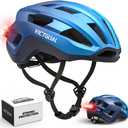 VICTGOAL Road Bike Helmet Adult Men Women with Detachable Magnetic Rear Light, Bicycle Helmet Adjustable Breathable Road Cycling Helmet for Road Mountain Riding (L: 57-61 cm, MetalBlue)