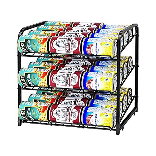 AIYAKA Can Rack Organizer, 3 Tier Stackable Can Storage Dispenser,for Food Storage, Kitchen or Pantry, Storage for 36 Cans, Black