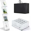 Trade Show Literature Stand Display Rack, Magazine Brochure Catalog Display Stand, Magazine Floor-Standing with Portable Oxford Bag for Office Store Exhibition Trade Show (White)