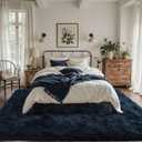 6x9 Fluffy Area Rug Blue Rugs for Living Room,Plush Soft Navy Blue Shag Carpet for Bedroom Boys Book Room Nursery Kids Playroom Dorm Decor