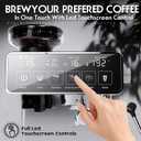 PULZO Espresso Machine with Grinder, 20 Bar Professional Coffee Machine, All-in-One Stainless Steel Coffee Maker with Milk Frother, to Make Latte, Cappuccino, 67oz Detachable Water Tank