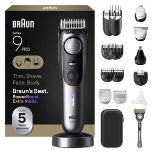 Braun Series 9 PRO All-in-One Beard & Body Grooming Kit for Men, Cordless Trimmer, Hair Clippers & Shaver for Face, Hair & Body with Gillette Labs Razor, AIO 9570