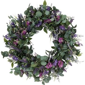 Puleo International 30" Artificial Lavender and Eucalyptus Floral Spring Door Wreath
