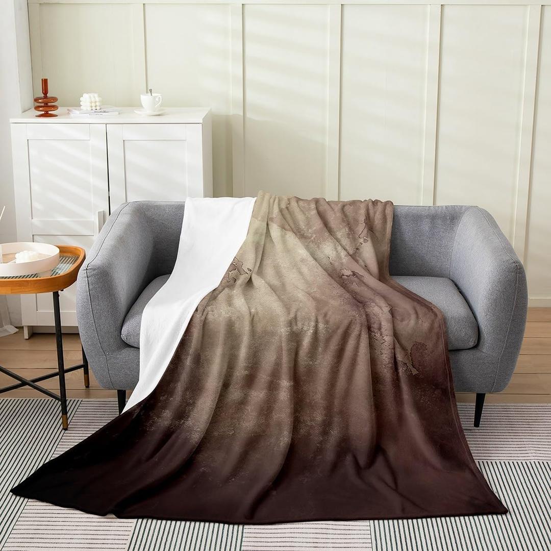 Erosebridal Brown And Black Abstract Fleece Throw Blanket Baby 30x40, Gradient Watercolor Art Soft Flannel Blanket For Kids Girls Boys Aesthetic Ombre For Sofa Bed Couch, Tie Dye Smoky Cozy Room Decor