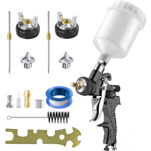 HVLP Air Spray Gun with 0.8/1.0 mm Nozzles, Mini Automotive Air Paint Sprayer Gun Kit, Car Paint Gun Sprayer, Paint Gun with 125cc Capacity Cup for Auto Paint, Primer, Varnish and Top CoatBlack