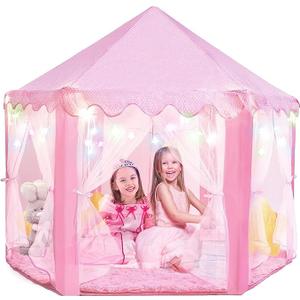 PLAYVIBE Princess Tent - 55 x 53 in, Toddler - Starry LED Lights Kids Tent - Cozy Indoor Playhouse - Portable & Easy Assembly Toddler Playhouse, for Kids, for Grandkids