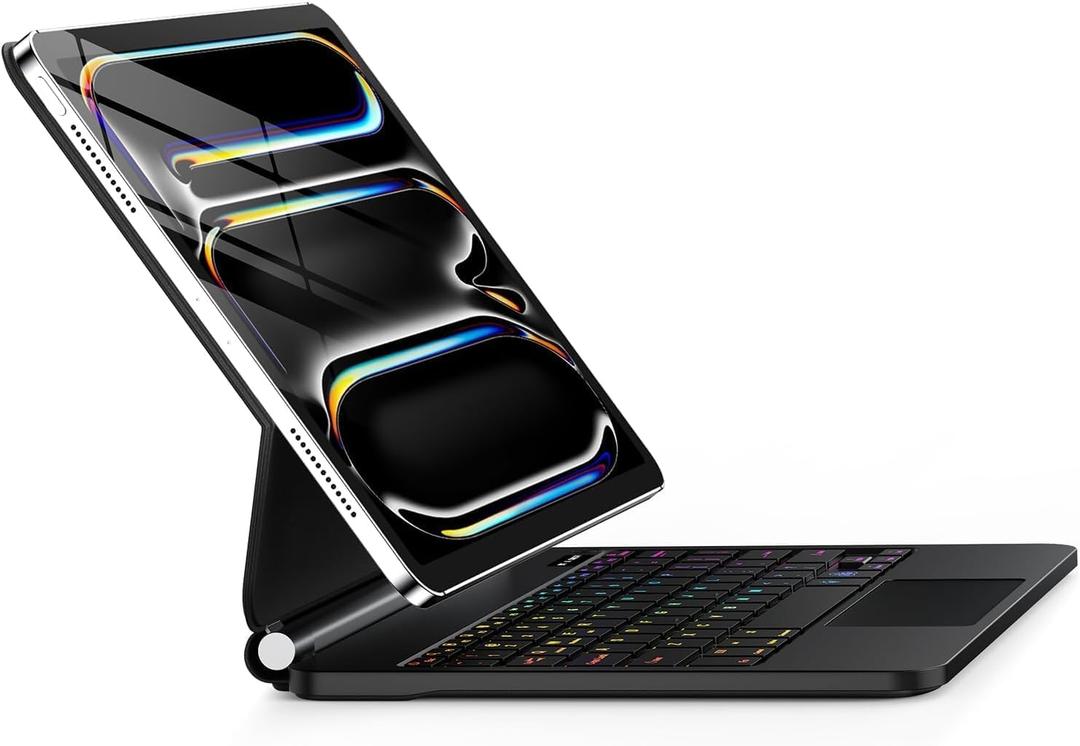 GGQFGTOJ for iPad Pro 13 Inch Case with Keyboard (M5/M4, 2025/2024)Magic-Style Magnetic 7 Colors Backlight -Floating Cantilever Stand - Multi-Touch Trackpad Keyboard Case for iPad Pro 13 (Black)