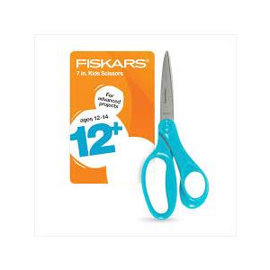 Fiskars 7" Student Scissors for Kids 12-14 - Scissors for School or Crafting - Back to School Supplies - Blue