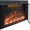 Benrocks 50'' Electric Fireplace Inserts with Glass Door, Recessed Wall Electric Fireplace Heater with Fire Crackling Sound, Adjustable Top Light & Flame Speed, Overheating Protection, 750/1500W Black
