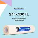 TapeManBlue Transfer Tape for Vinyl, 24 inch x 100 feet, Clear Film with Medium-High Tack Adhesive. American-Made Application Tape for Vinyl Graphics