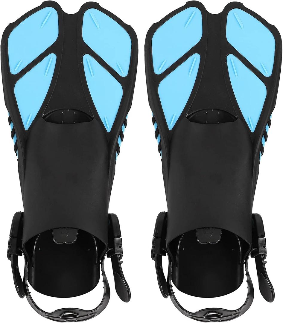 Snorkel Fins Diving Fins Adjustable Buckles Open Heel Swim Flippers Travel Size Short Swim Fins for Snorkeling Diving Swimming Adult Men Womens