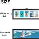 8x24 Picture Frame with Tempered Glass, 4x6 picture frame collage, Display Five 4x6 Photos with Mat or One 8 x 24 Picture without Mat - Horizontal or Vertical Wall Mounting, 2 Pack, Black