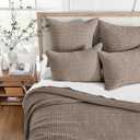 Levtex Home Mills Waffle King Bedspread Set (122x106in) with 2 Pillow Shams (36x20in) - Cocoa - Cotton Waffle King Size Bedspread Set - Soft, Pre-Washed