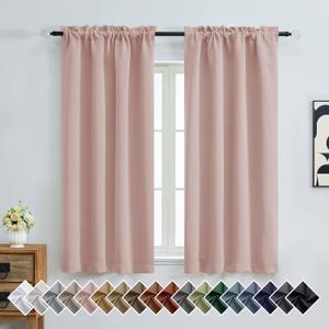 OVZME Blush Pink Blackout Curtains 2 Panels for Girls Room, Thermal Insulated Room Darkening Curtains for Living Room, Energy Saving Window Treatment Curtains Blackout Drapes, 2x40Wx63L Inches