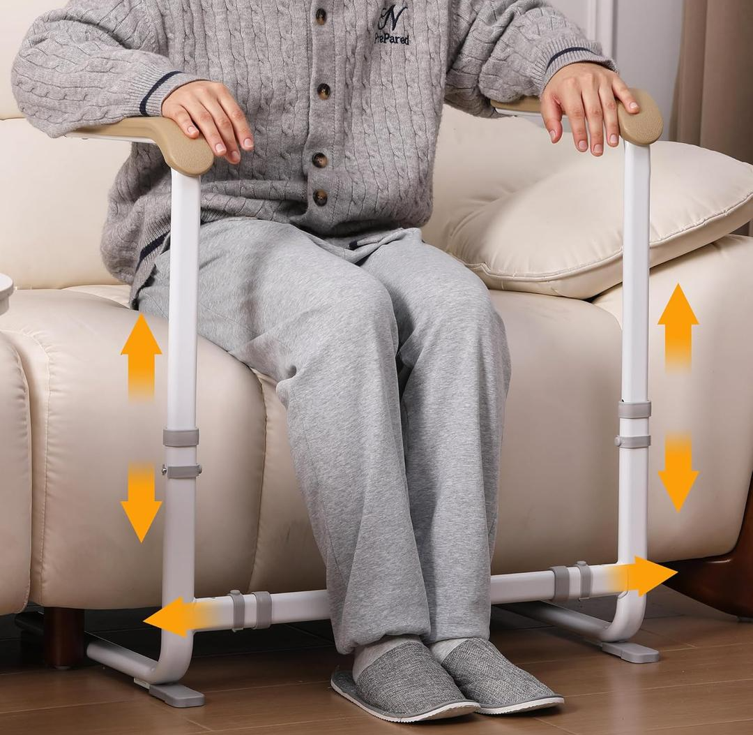 Bogural Couch Stand Assist with Handrails, Width and Height Adjustable Stand Assist Aid for Elderly, Up to 400 LBS, Sofa and Chair Lift Assist Devices for Seniors, Disabled and Patients, Brown