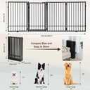 Metal Freestanding Dog Gate with Door, Extra Wide 81", 31" Height Foldable Dog Gates for Doorways, Tall Pet Fence Indoor Pet Gates, 4 Panels Pet Barrier for Stairs Hallways, Black