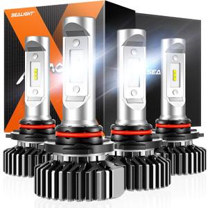 SEALIGHT 9005 9006 Light Bulbs, 60000LM 700% Brighter Fog Light with Turbo Fan,5 Mins Quick Installation, IP67 Waterproof Bulbs Pack of 4
