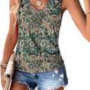 KISSMODA Womens Summer Tank Tops Casual Sleeveless Solid Printed Tunic Top Loose Fit V Neck Shirts (Small, Armygreen1)