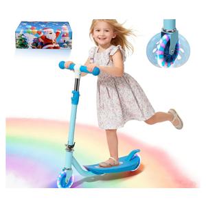 Kick Scooter for Kids 5-8 Years Age - Solid Metal Anti-Crack Frame&Brake,Height Adjustable,Flexible Steer,Light Up Two Wheel Toddler Scooter 4 Year Old,Boys Girls Outdoor Kid Child Toy